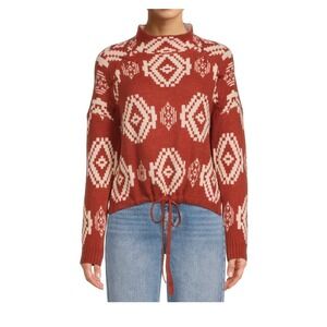 NWT No Boundaries Juniors' Lace-Up Neck Sweater – Size Small, Trendy Pattern